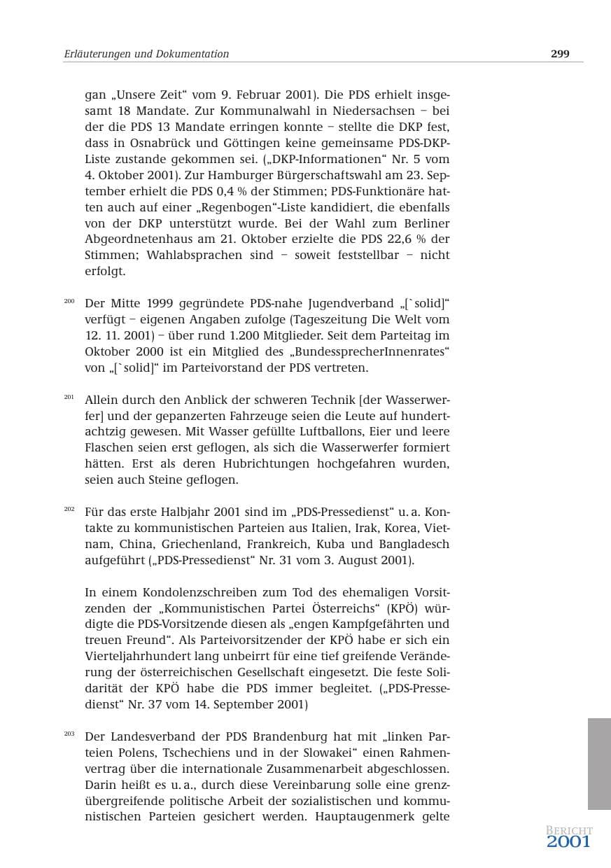Seite 300 des Verfassungsschutzbericht 2001 Bund