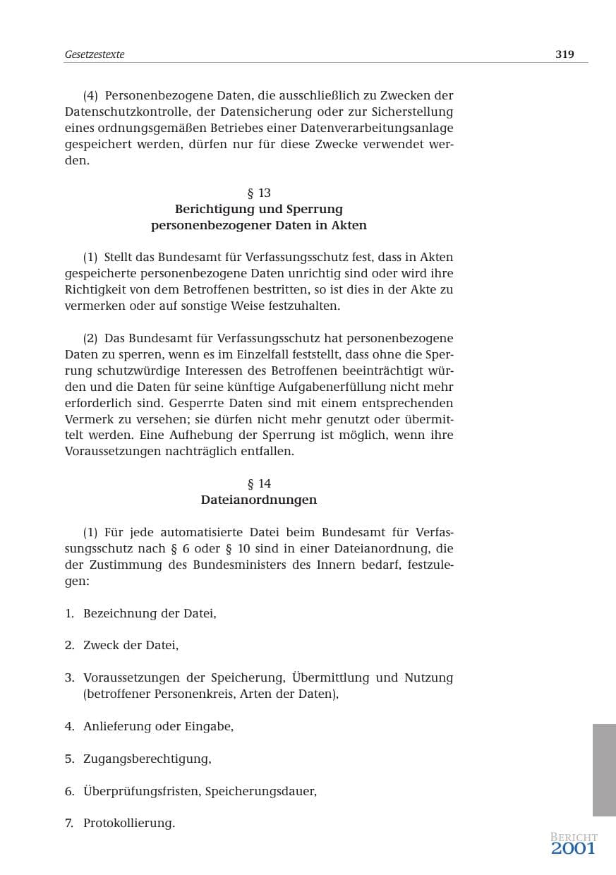 Seite 320 des Verfassungsschutzbericht 2001 Bund