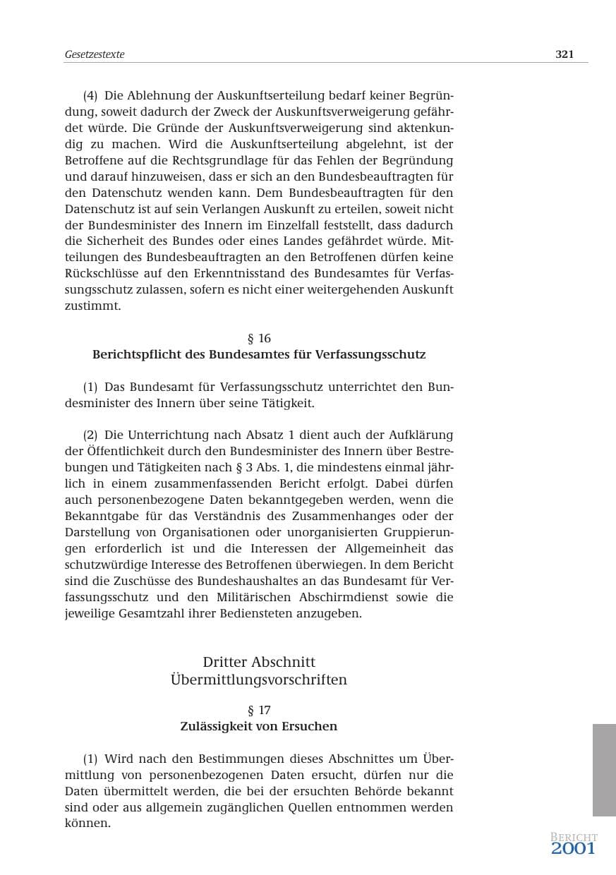Seite 322 des Verfassungsschutzbericht 2001 Bund