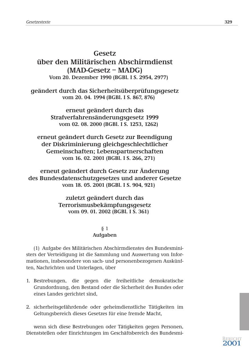 Seite 330 des Verfassungsschutzbericht 2001 Bund