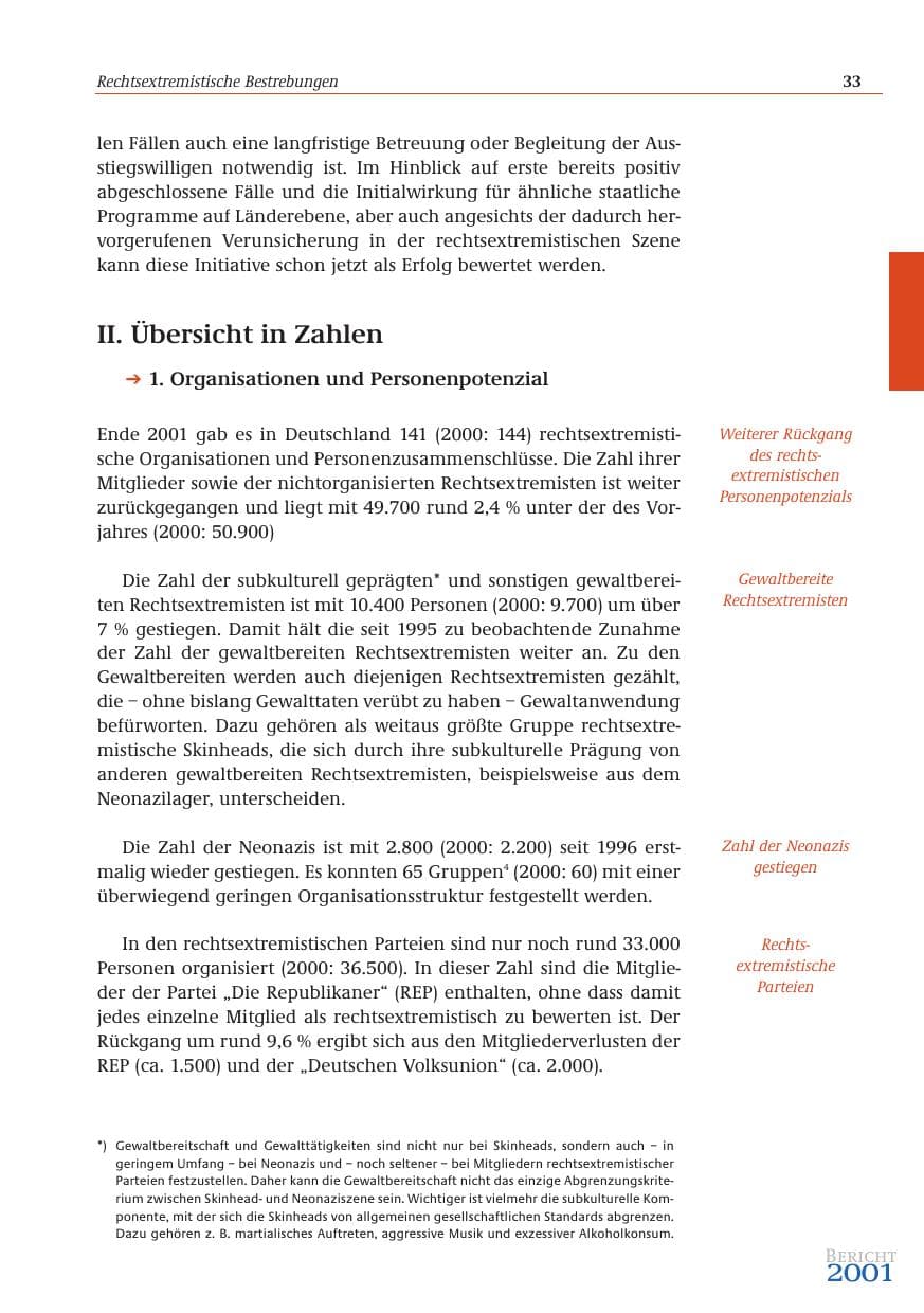 Seite 34 des Verfassungsschutzbericht 2001 Bund