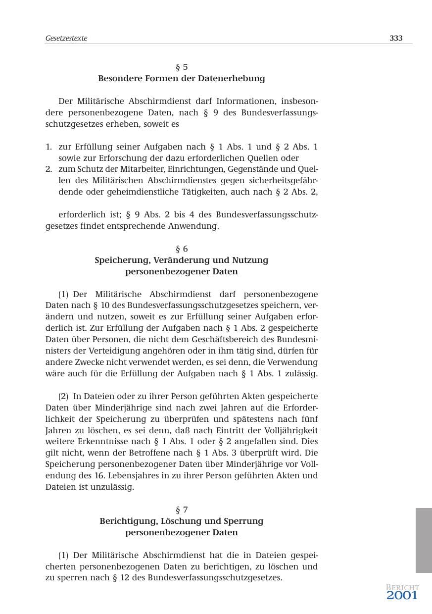 Seite 334 des Verfassungsschutzbericht 2001 Bund