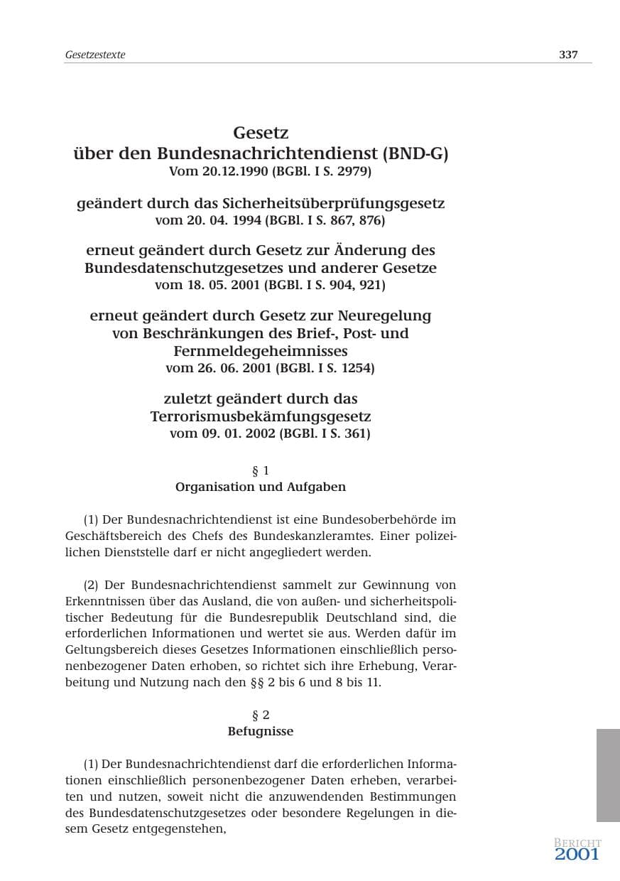 Seite 338 des Verfassungsschutzbericht 2001 Bund