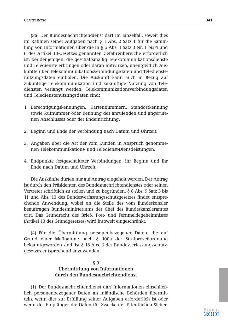 Seite 342 des Verfassungsschutzbericht 2001 Bund