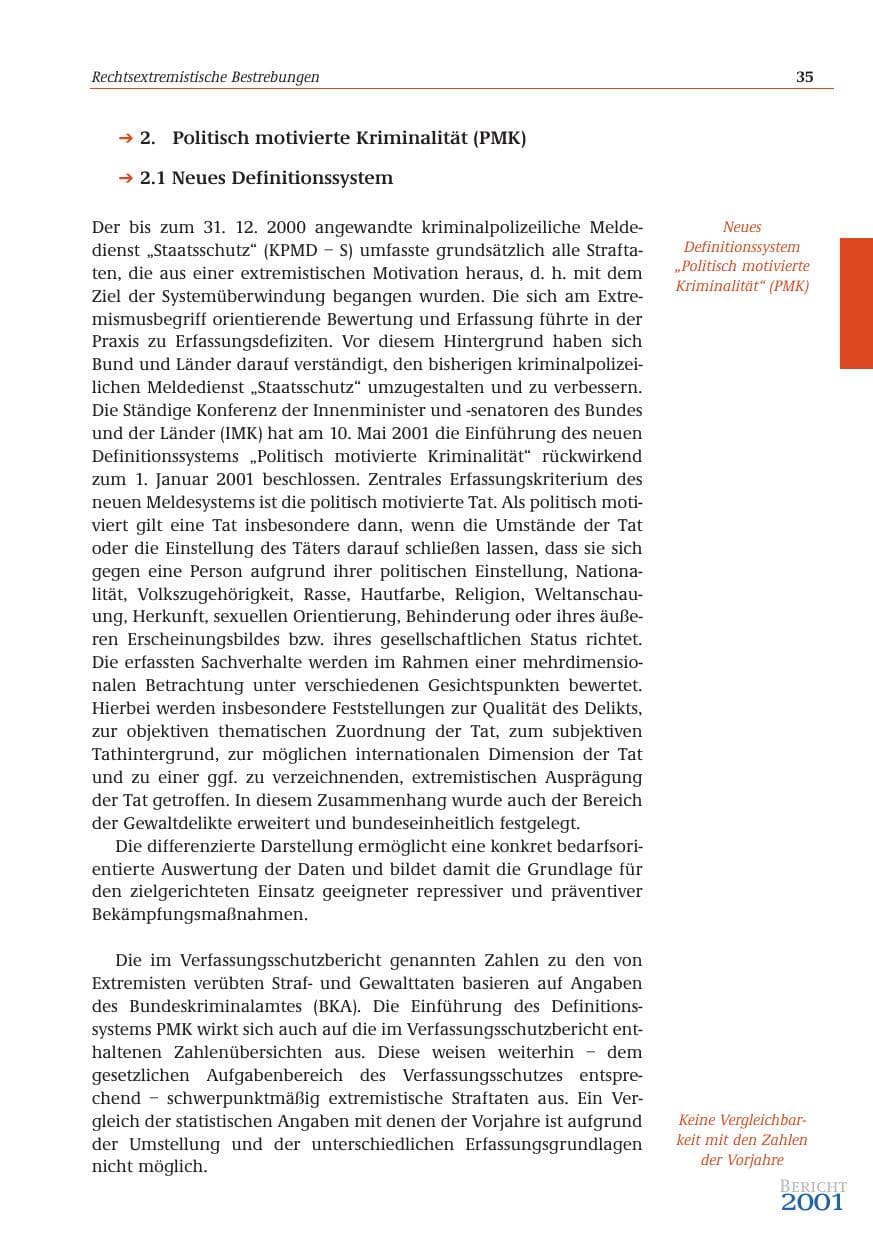 Seite 36 des Verfassungsschutzbericht 2001 Bund