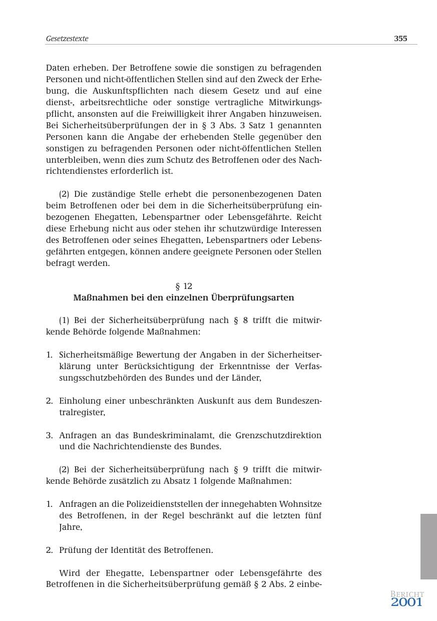 Seite 356 des Verfassungsschutzbericht 2001 Bund