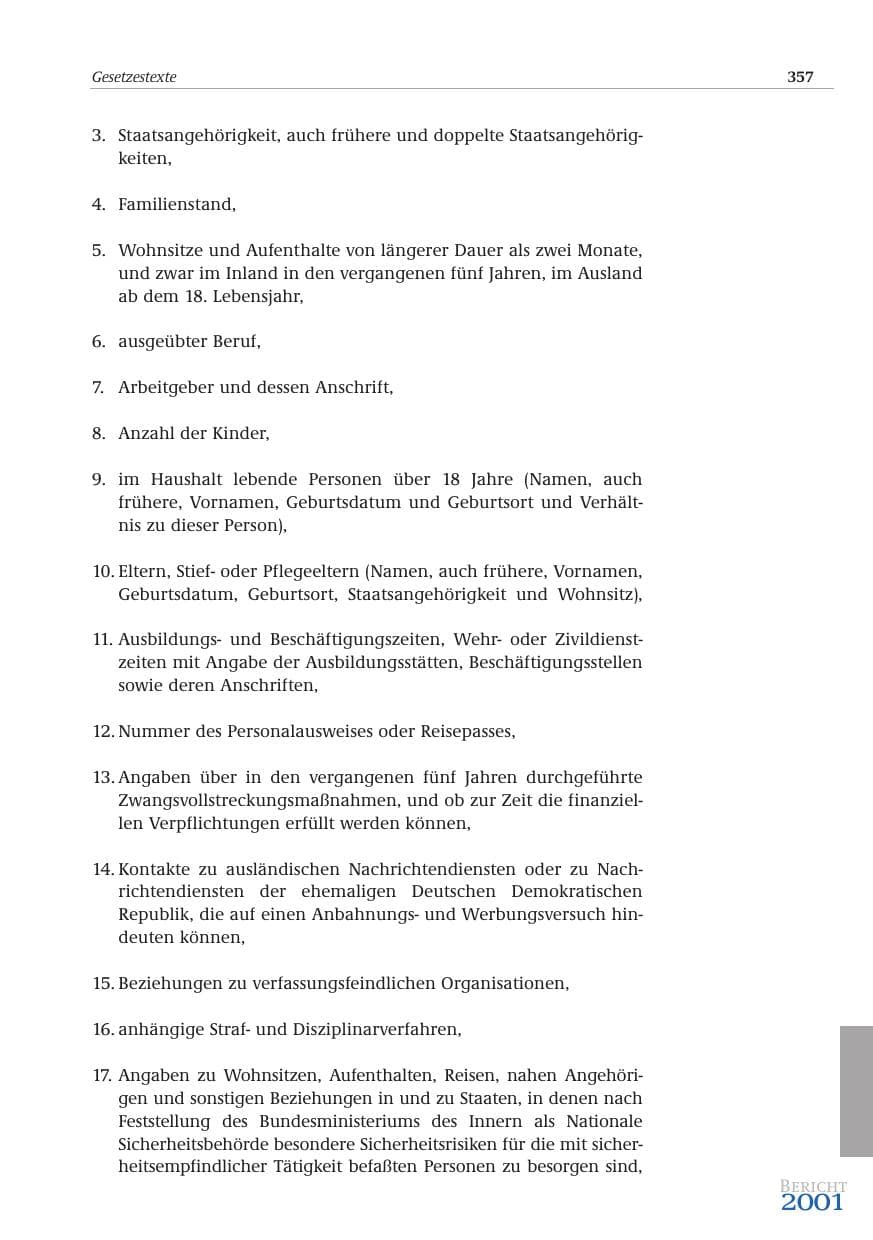 Seite 358 des Verfassungsschutzbericht 2001 Bund