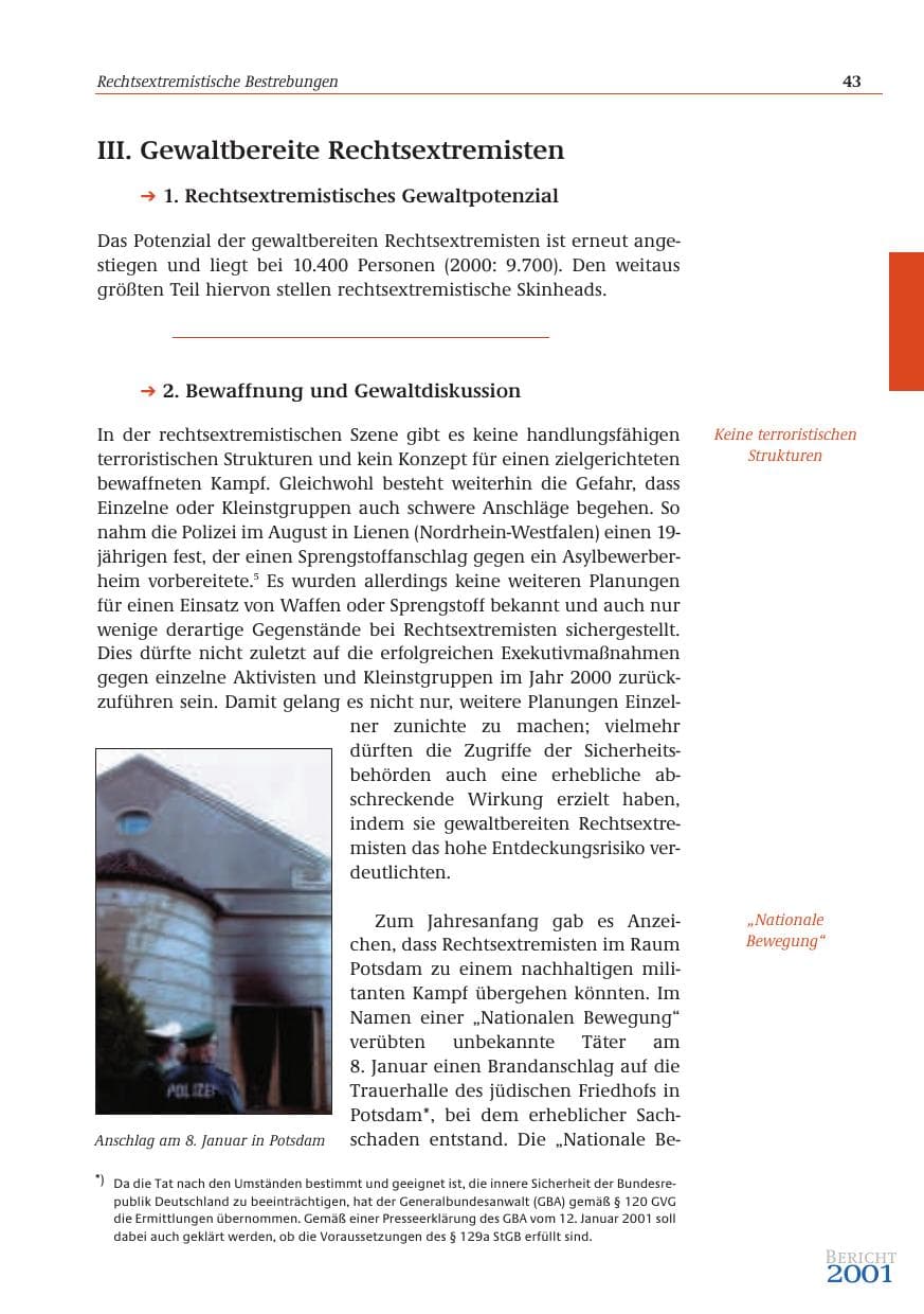 Seite 44 des Verfassungsschutzbericht 2001 Bund