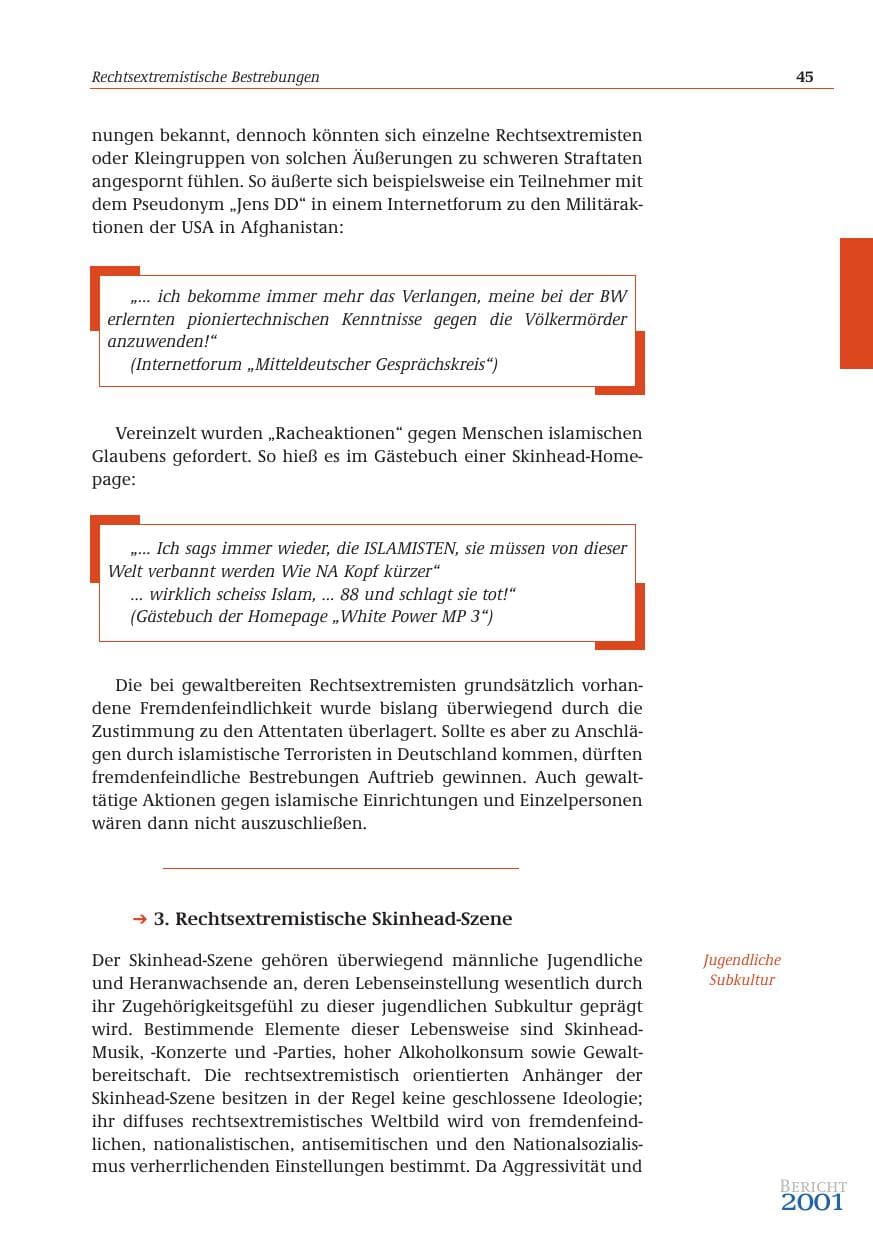 Seite 46 des Verfassungsschutzbericht 2001 Bund