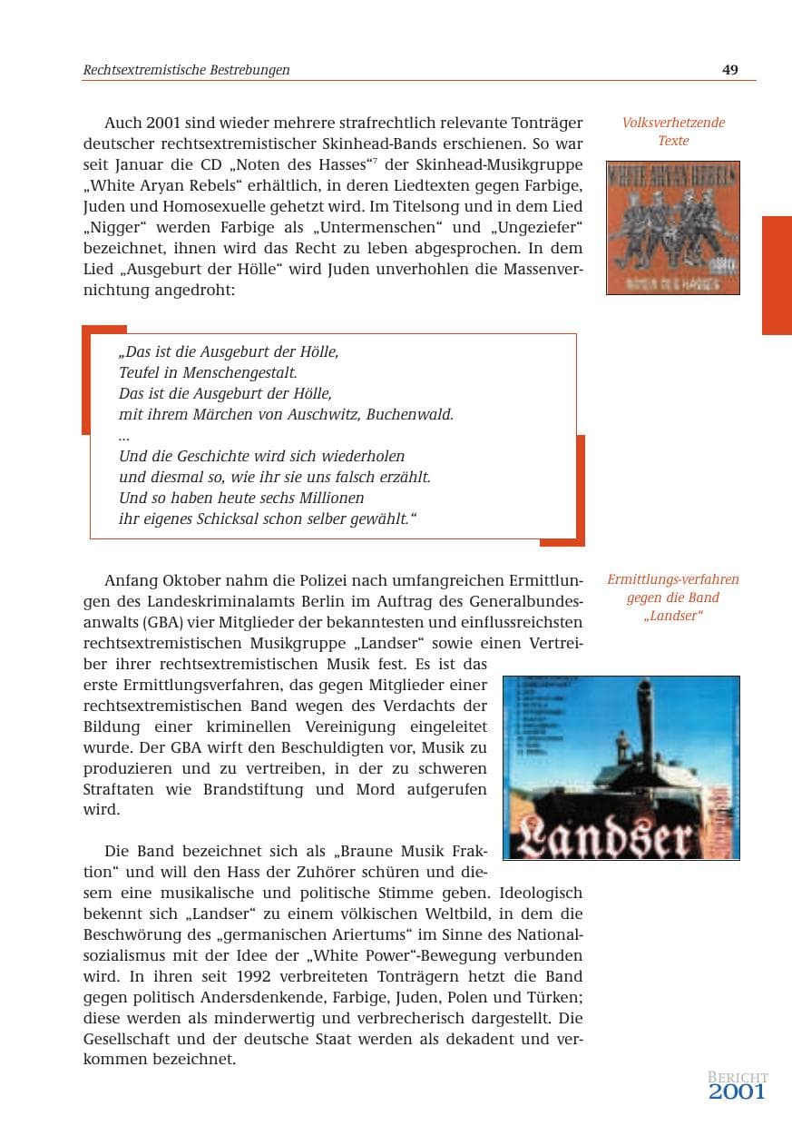Seite 50 des Verfassungsschutzbericht 2001 Bund