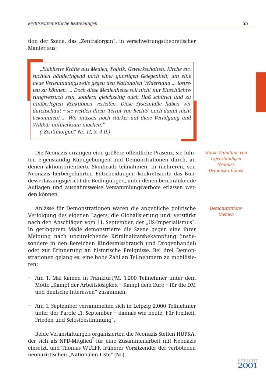 Seite 56 des Verfassungsschutzbericht 2001 Bund