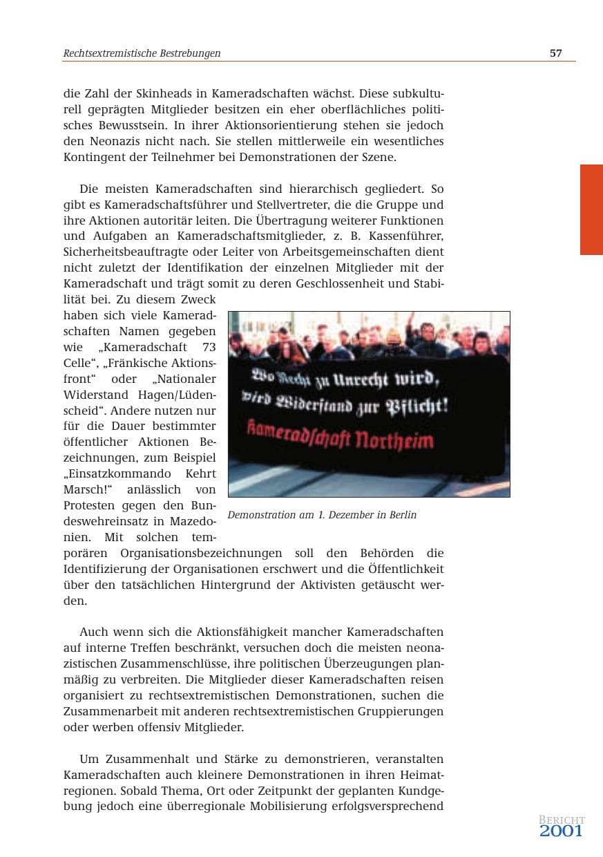 Seite 58 des Verfassungsschutzbericht 2001 Bund