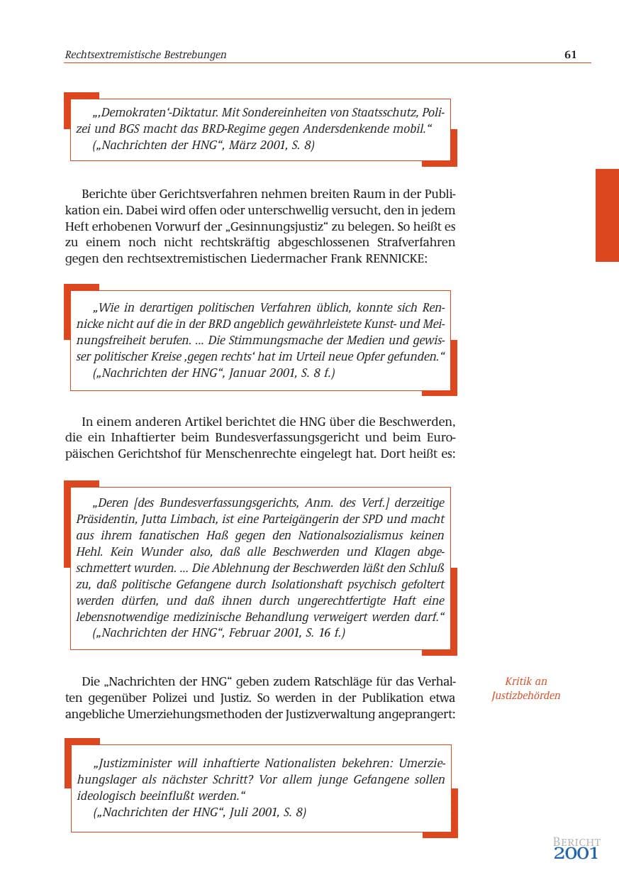 Seite 62 des Verfassungsschutzbericht 2001 Bund