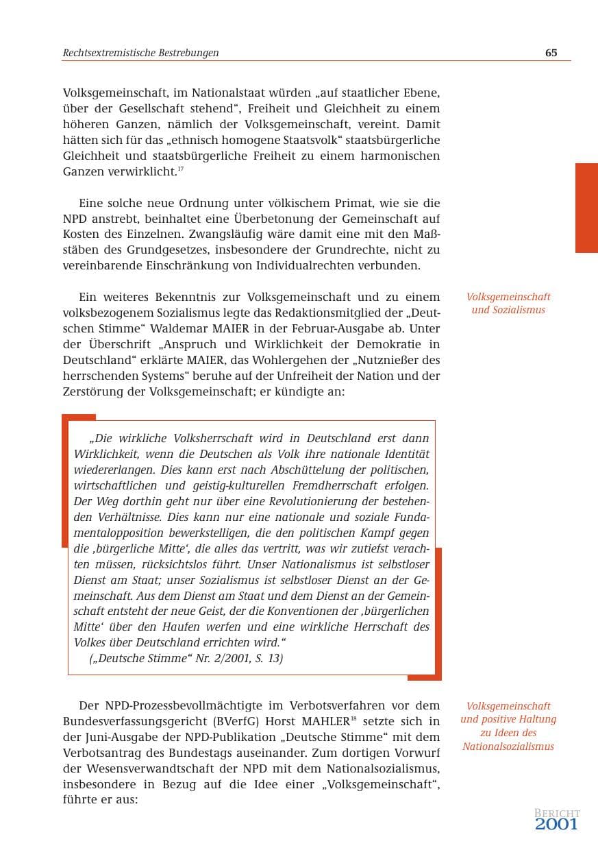 Seite 66 des Verfassungsschutzbericht 2001 Bund