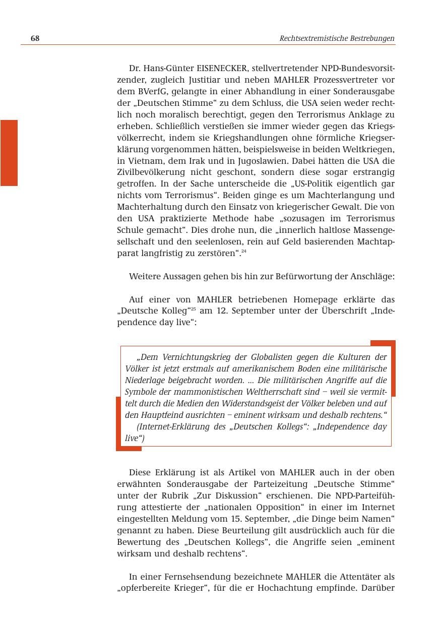 Seite 69 des Verfassungsschutzbericht 2001 Bund
