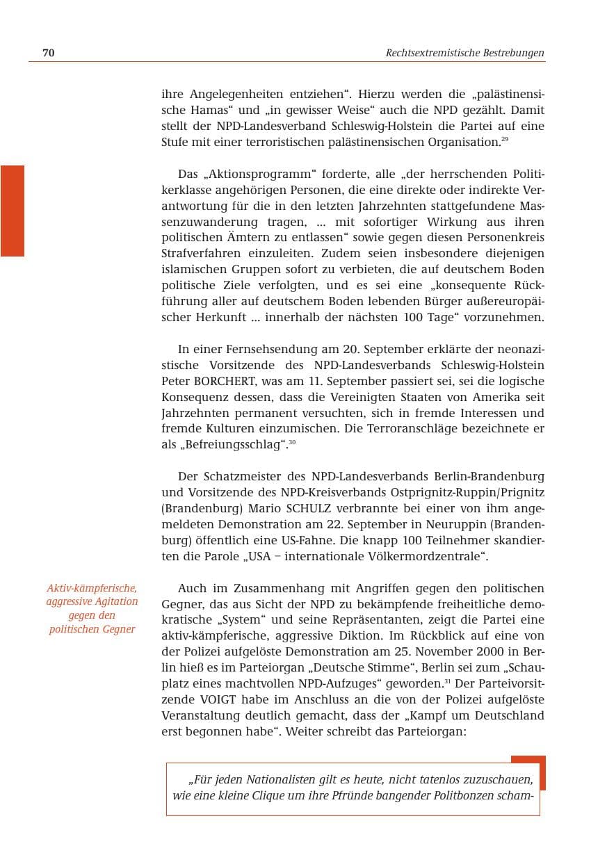 Seite 71 des Verfassungsschutzbericht 2001 Bund