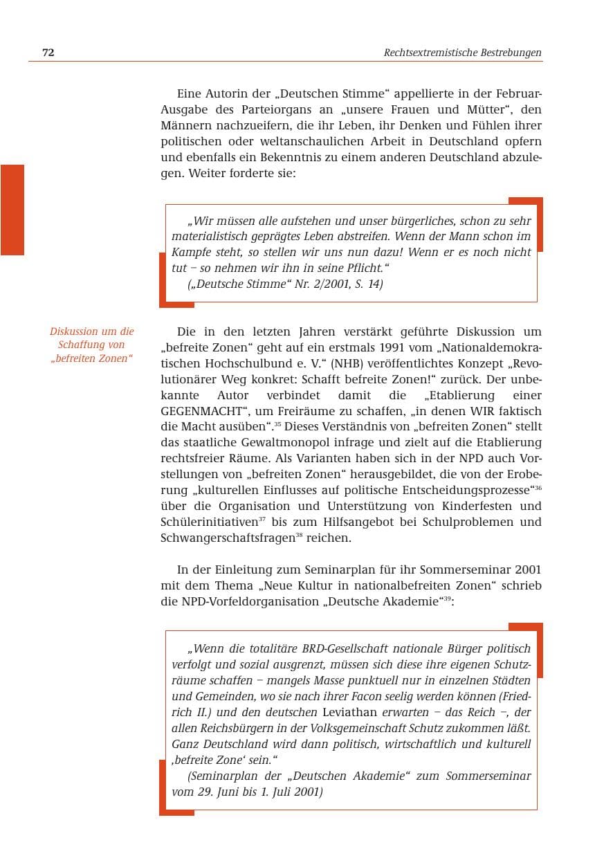 Seite 73 des Verfassungsschutzbericht 2001 Bund
