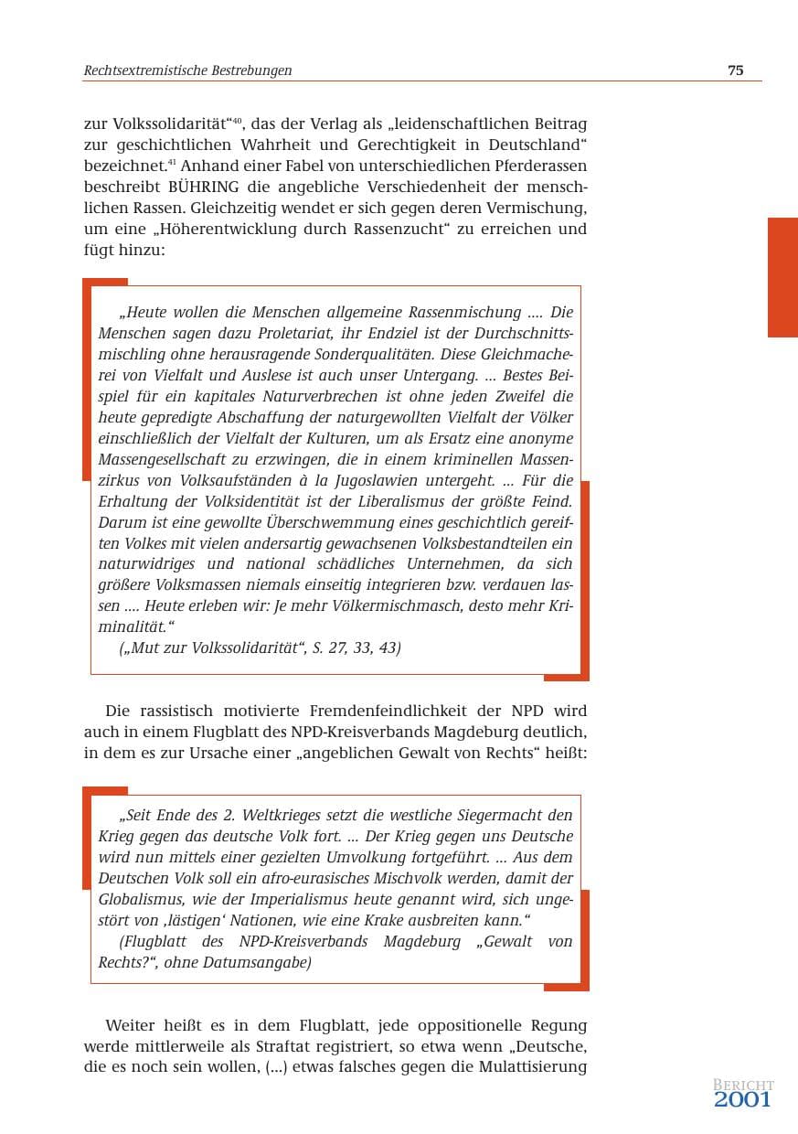 Seite 76 des Verfassungsschutzbericht 2001 Bund