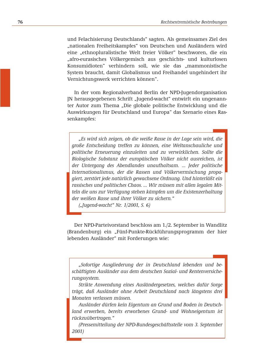Seite 77 des Verfassungsschutzbericht 2001 Bund