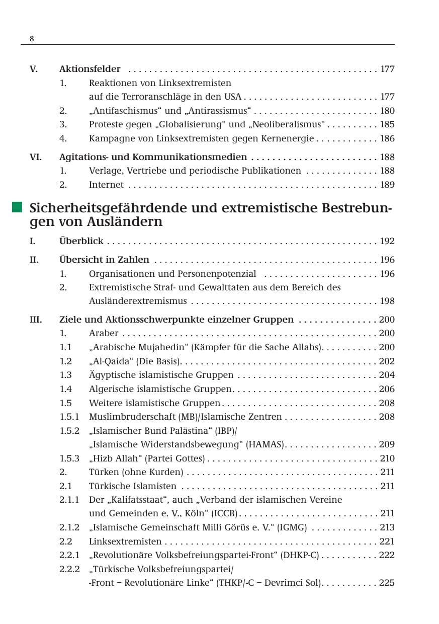 Seite 9 des Verfassungsschutzbericht 2001 Bund