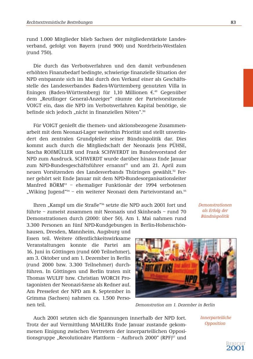 Seite 84 des Verfassungsschutzbericht 2001 Bund