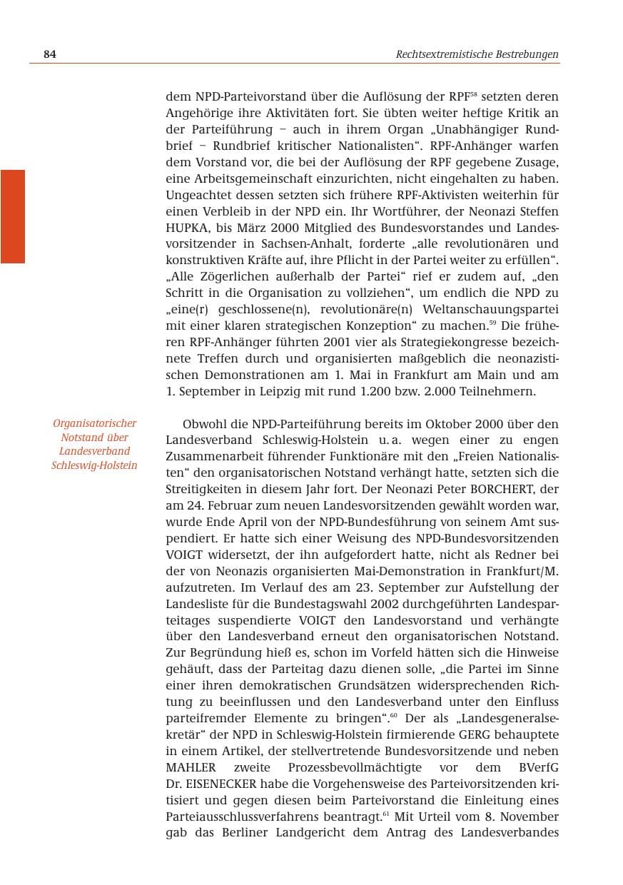 Seite 85 des Verfassungsschutzbericht 2001 Bund
