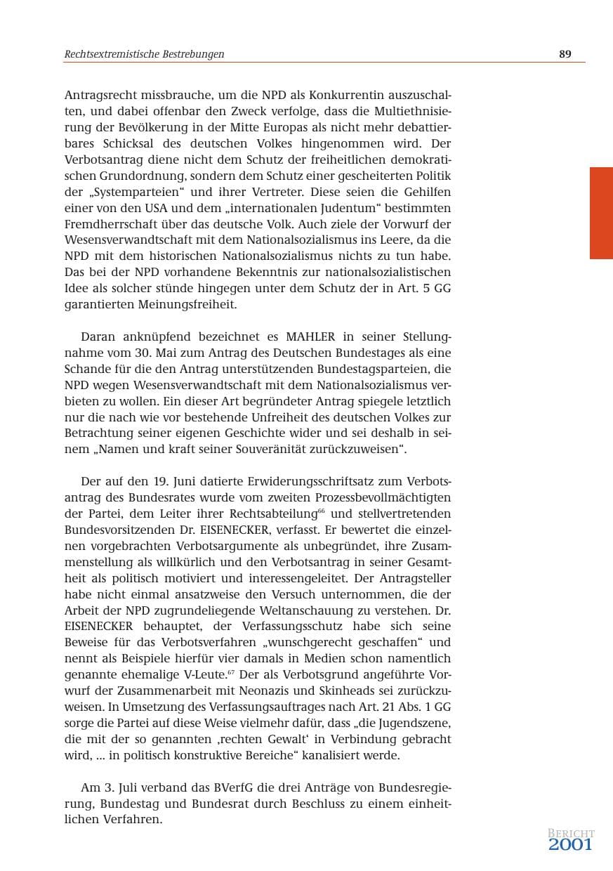 Seite 90 des Verfassungsschutzbericht 2001 Bund