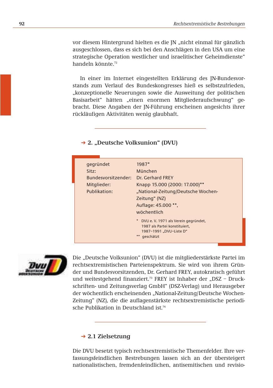 Seite 93 des Verfassungsschutzbericht 2001 Bund