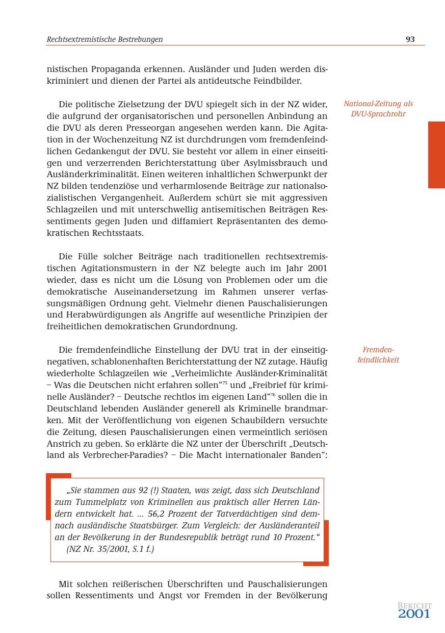 Seite 94 des Verfassungsschutzbericht 2001 Bund