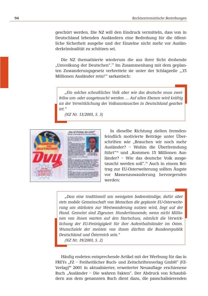 Seite 95 des Verfassungsschutzbericht 2001 Bund