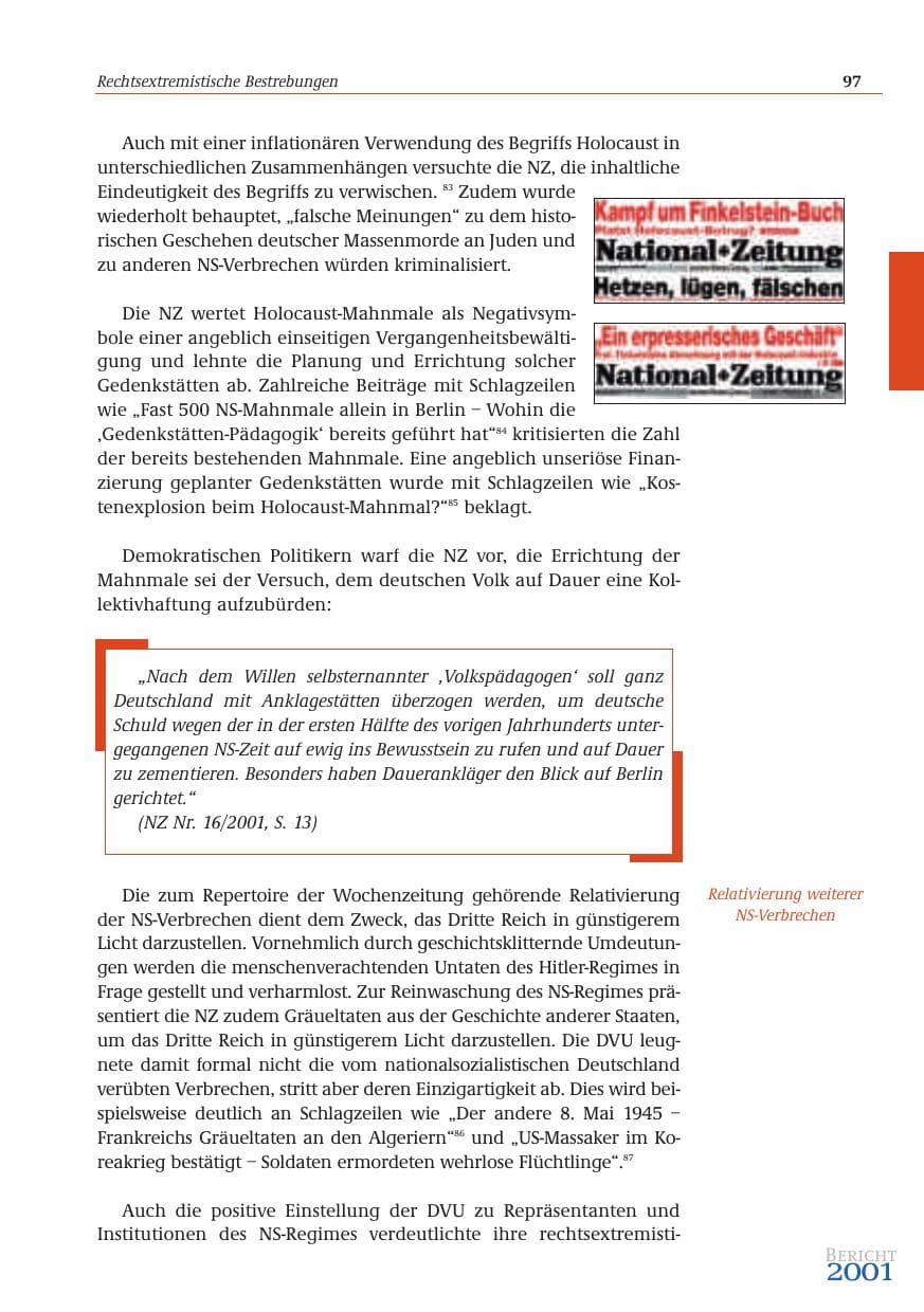 Seite 98 des Verfassungsschutzbericht 2001 Bund