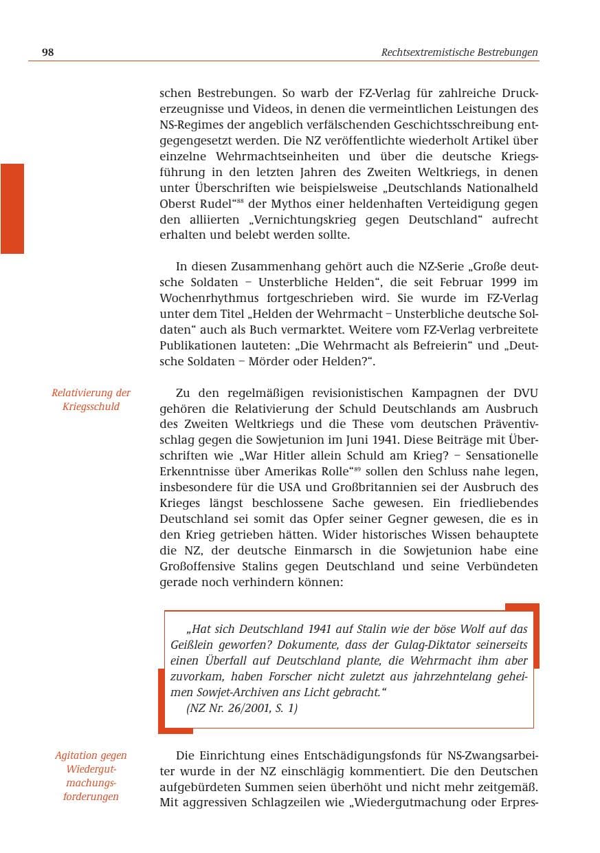 Seite 99 des Verfassungsschutzbericht 2001 Bund
