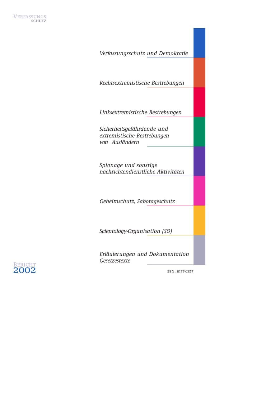 Seite 2 des Verfassungsschutzbericht 2002 Bund