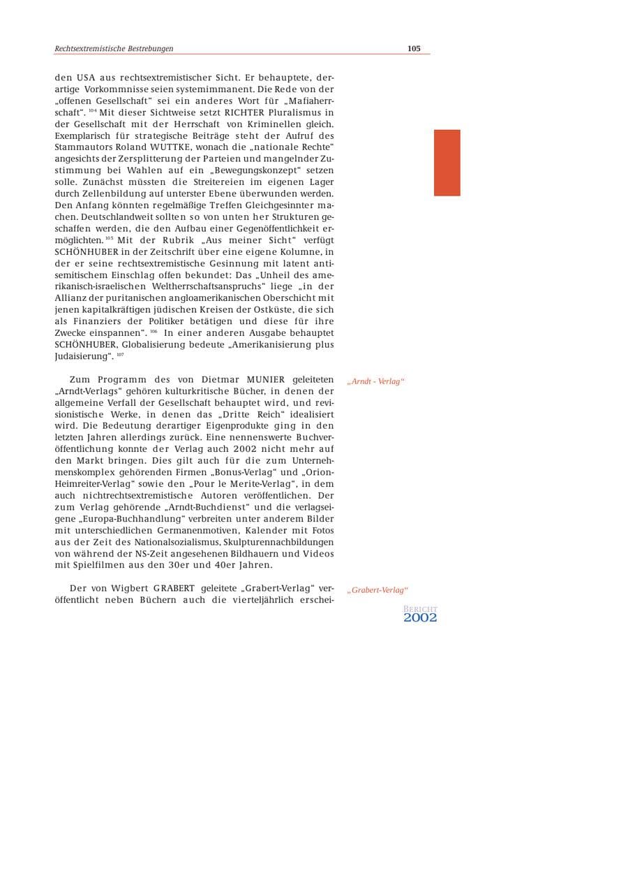 Seite 106 des Verfassungsschutzbericht 2002 Bund