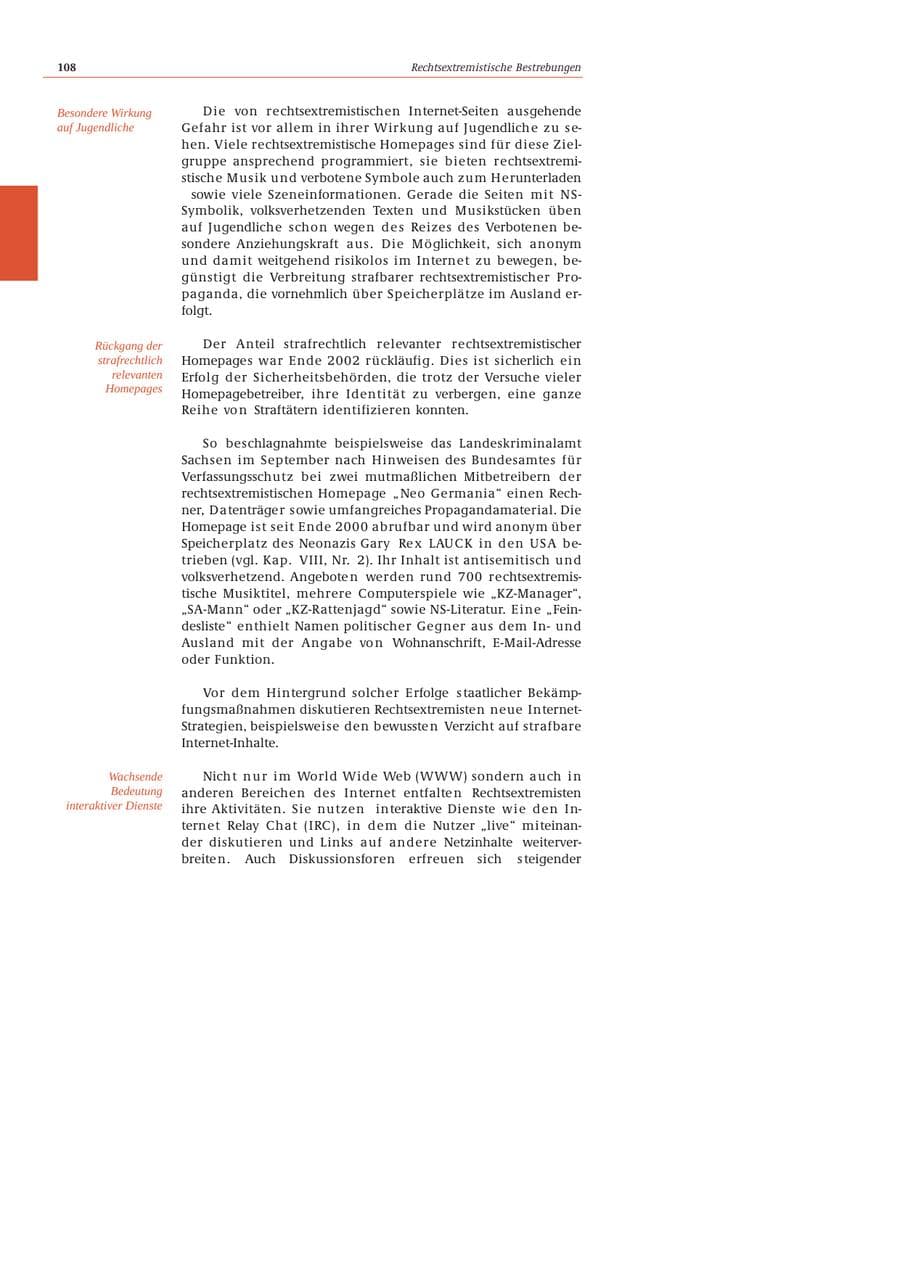 Seite 109 des Verfassungsschutzbericht 2002 Bund