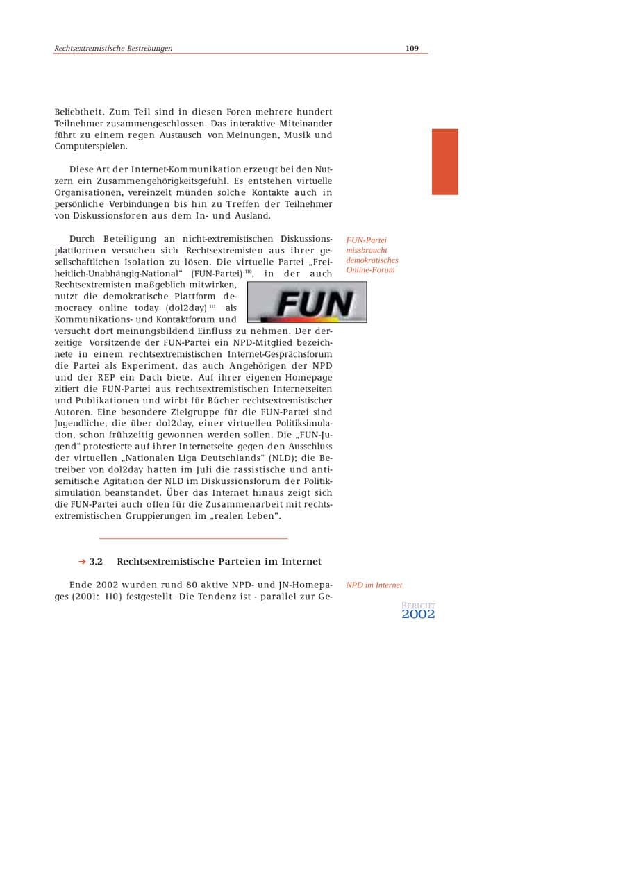 Seite 110 des Verfassungsschutzbericht 2002 Bund