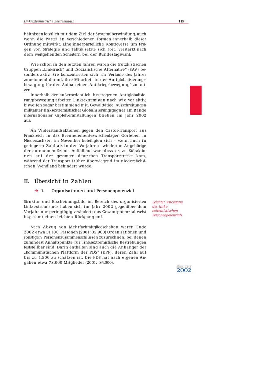 Seite 116 des Verfassungsschutzbericht 2002 Bund
