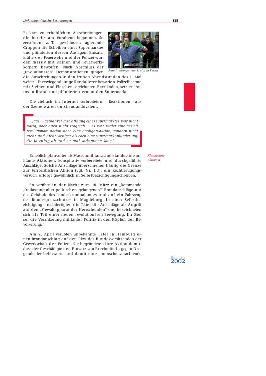 Seite 126 des Verfassungsschutzbericht 2002 Bund