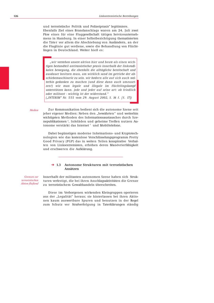 Seite 127 des Verfassungsschutzbericht 2002 Bund