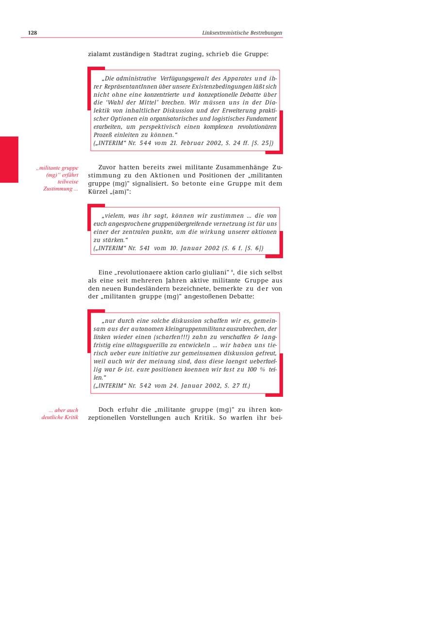 Seite 129 des Verfassungsschutzbericht 2002 Bund
