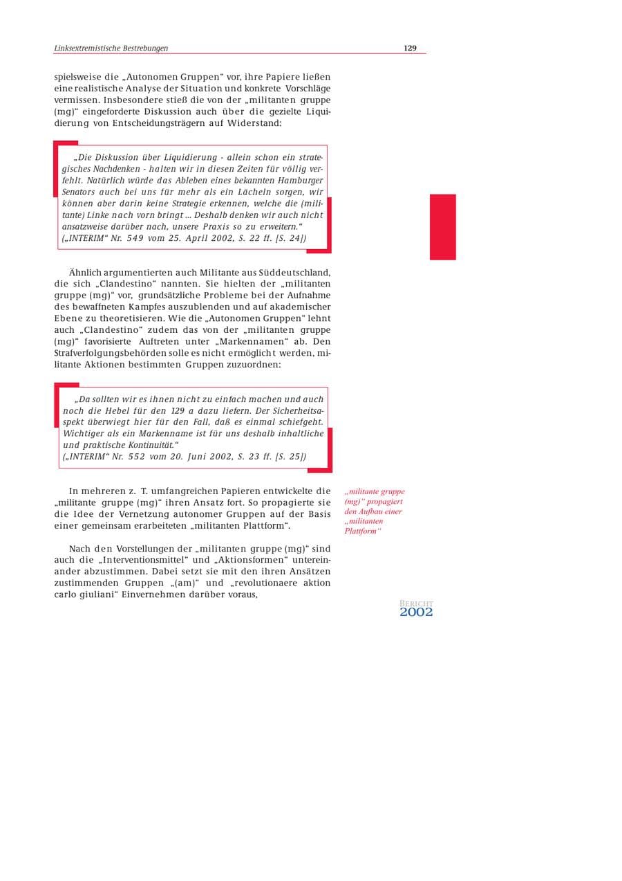 Seite 130 des Verfassungsschutzbericht 2002 Bund