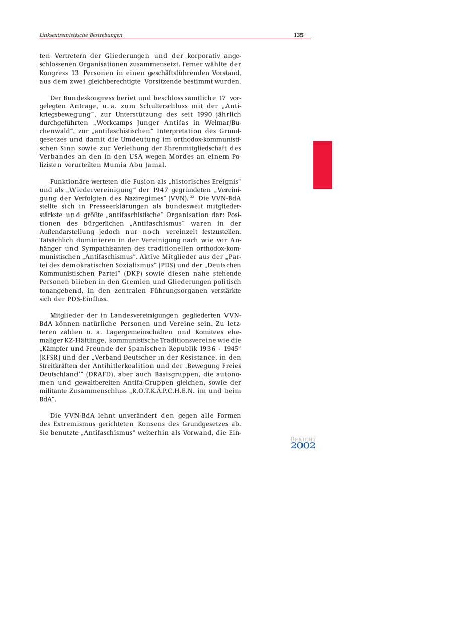 Seite 136 des Verfassungsschutzbericht 2002 Bund