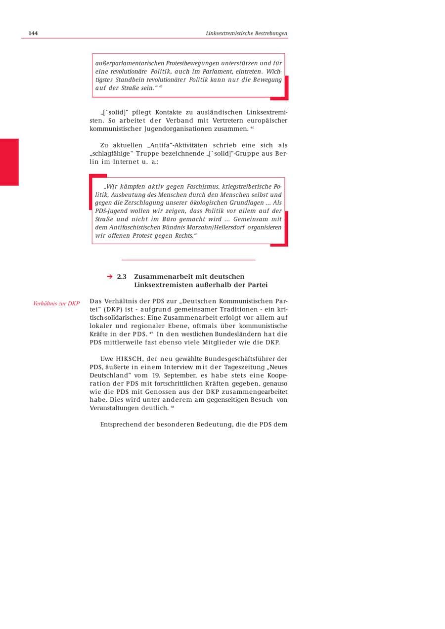 Seite 145 des Verfassungsschutzbericht 2002 Bund