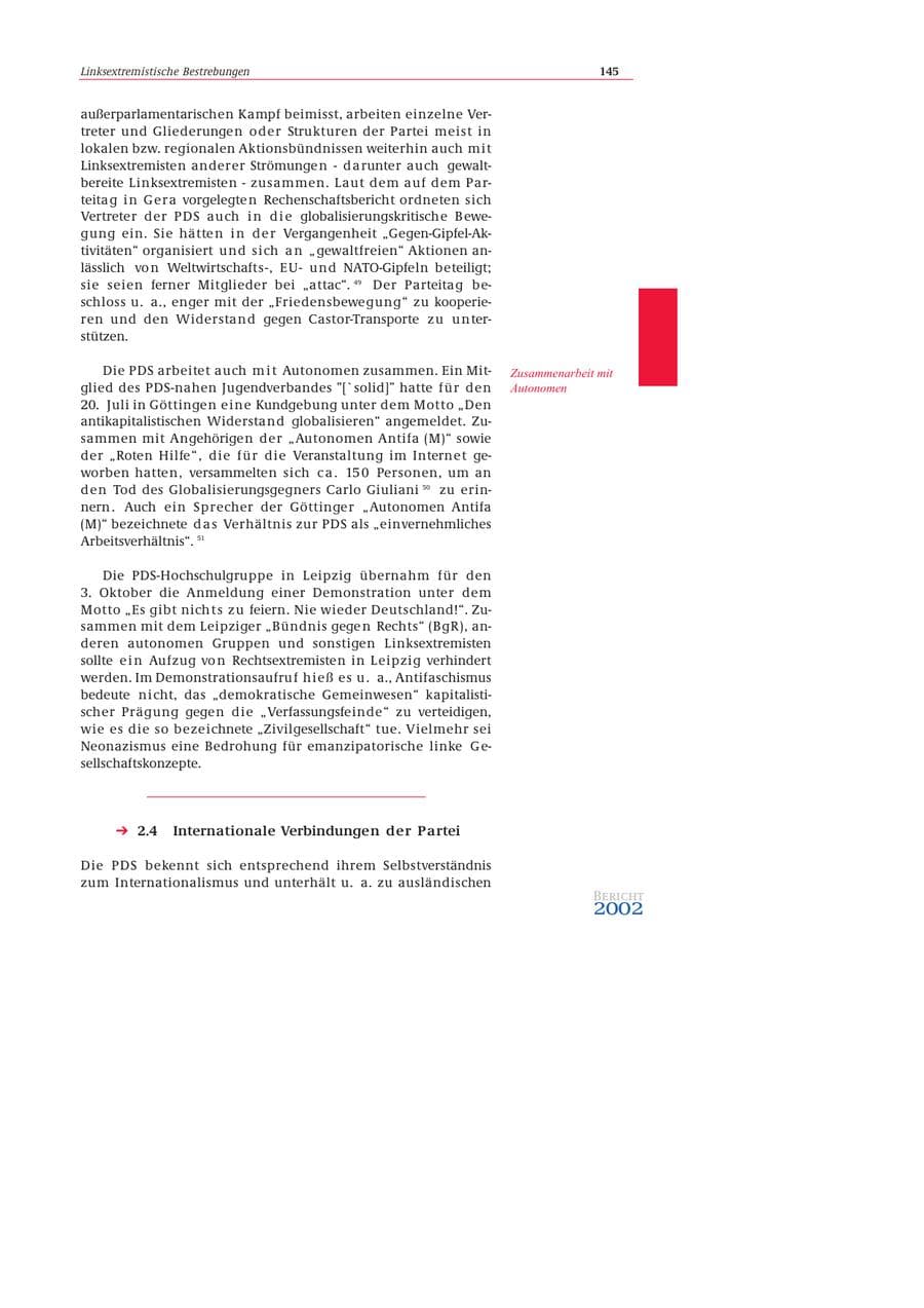 Seite 146 des Verfassungsschutzbericht 2002 Bund