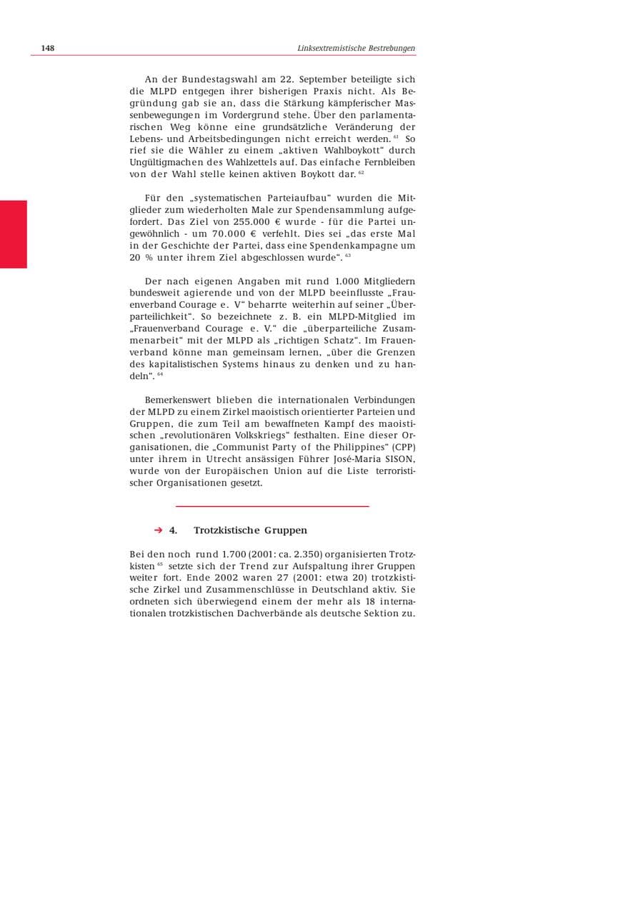 Seite 149 des Verfassungsschutzbericht 2002 Bund