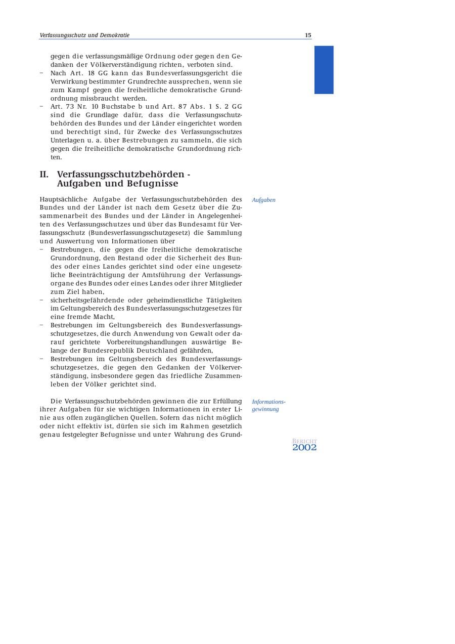 Seite 16 des Verfassungsschutzbericht 2002 Bund