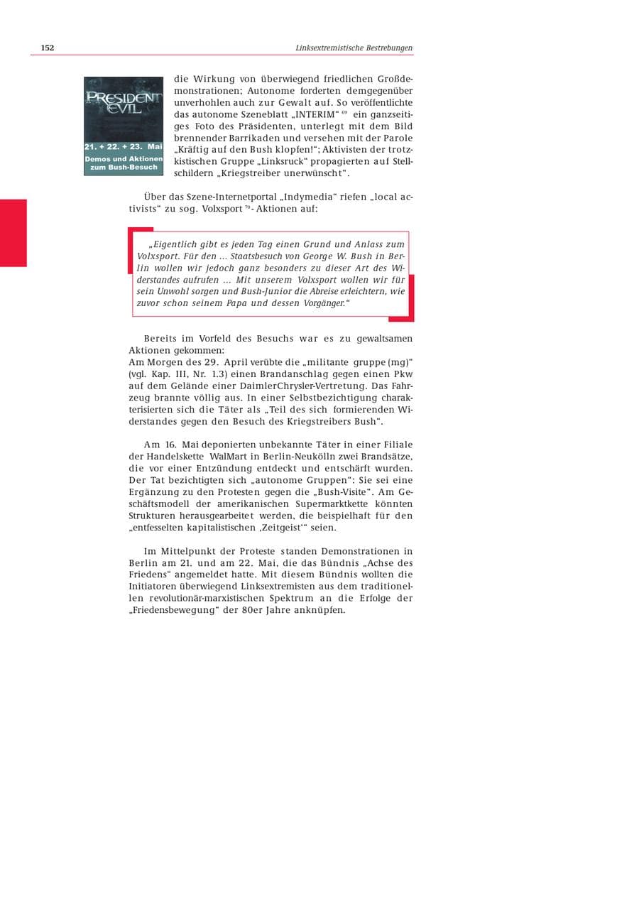 Seite 153 des Verfassungsschutzbericht 2002 Bund