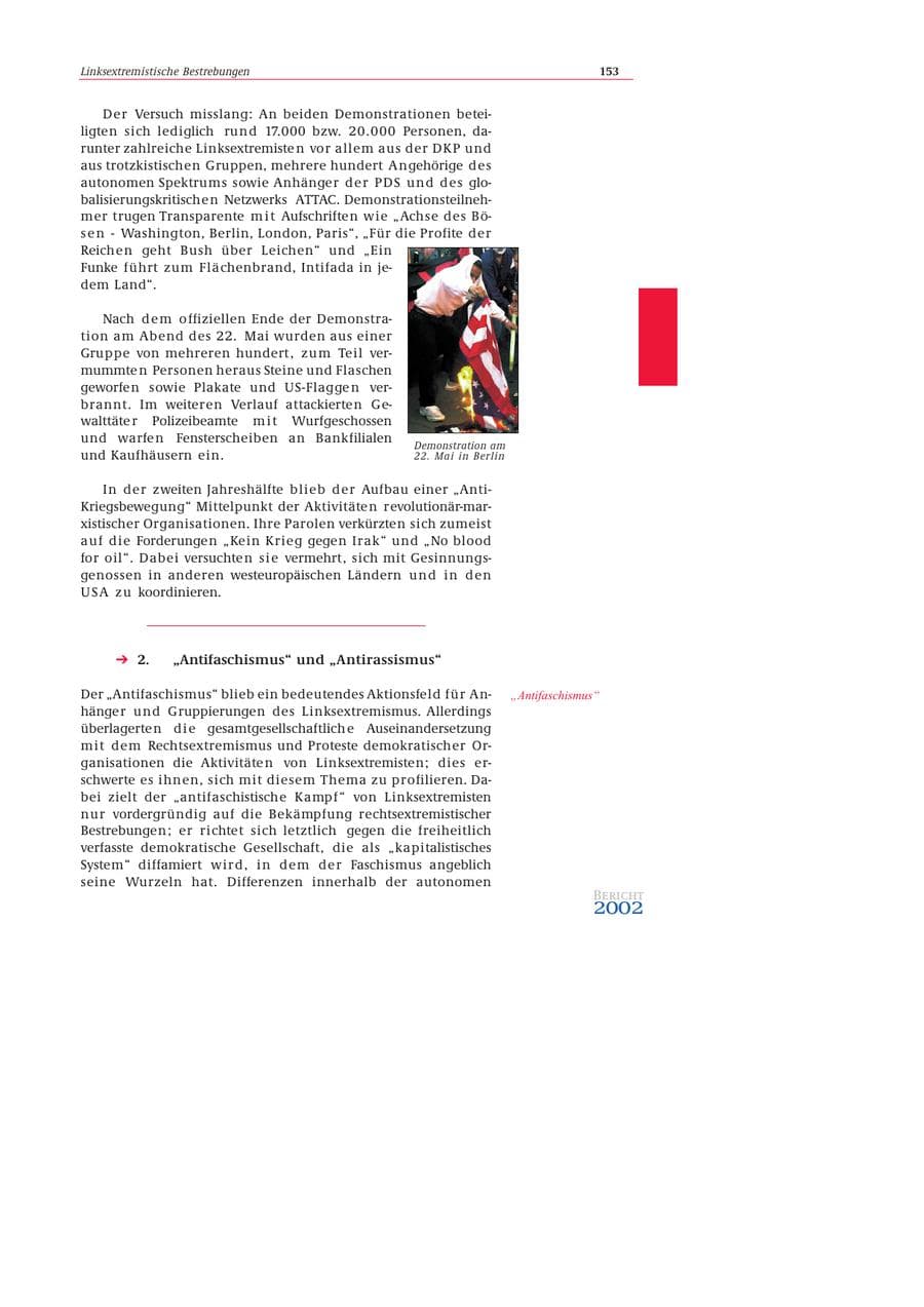 Seite 154 des Verfassungsschutzbericht 2002 Bund