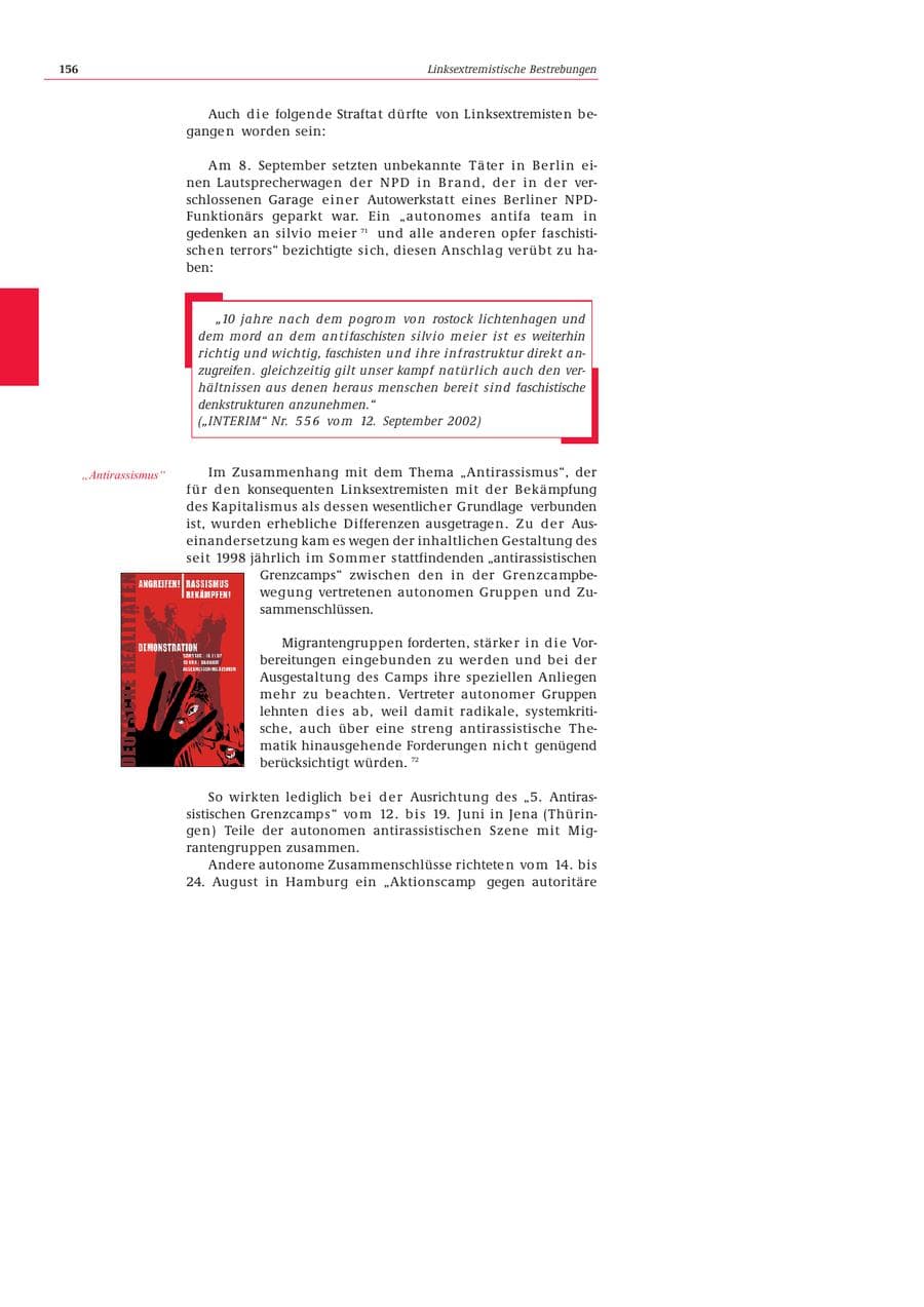 Seite 157 des Verfassungsschutzbericht 2002 Bund