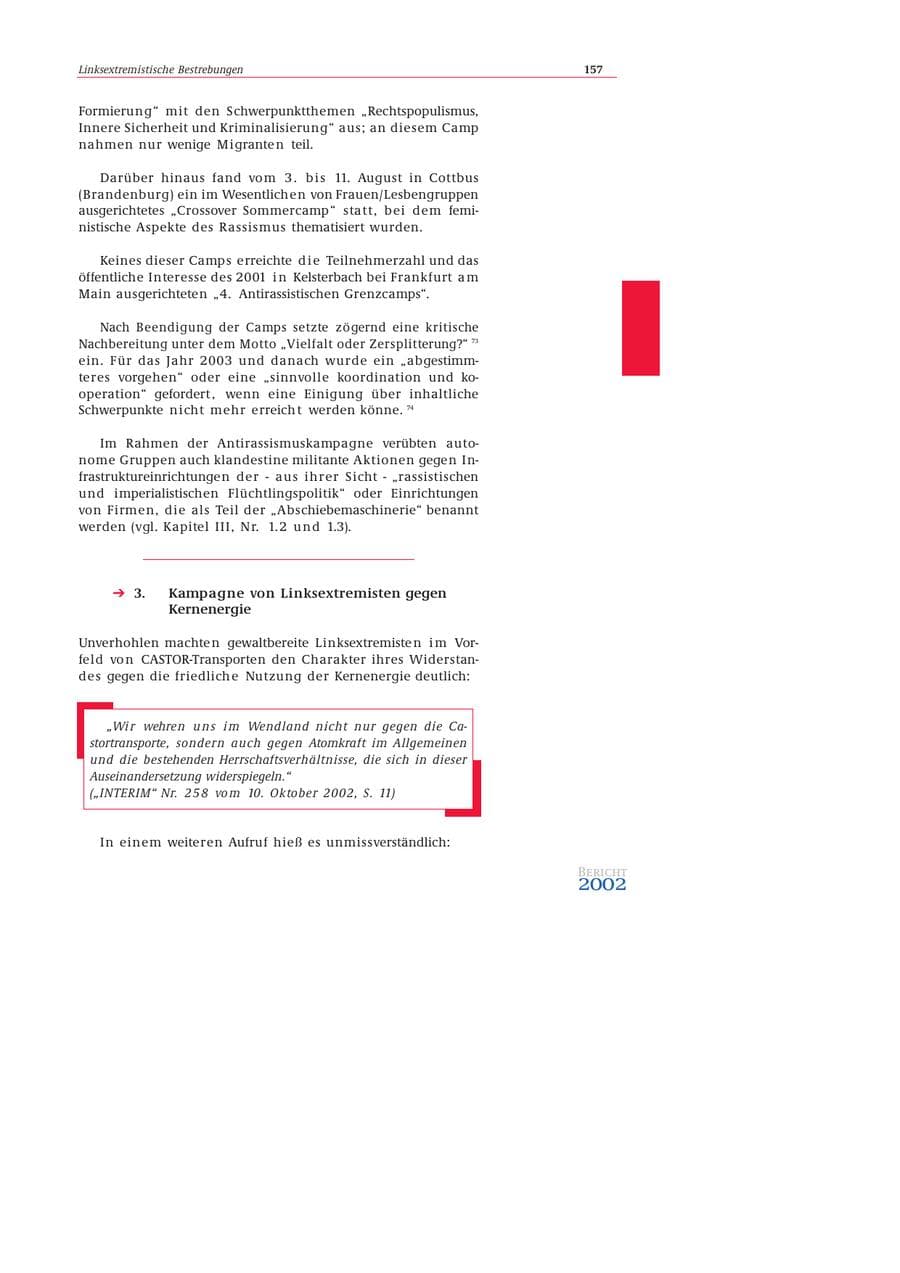 Seite 158 des Verfassungsschutzbericht 2002 Bund